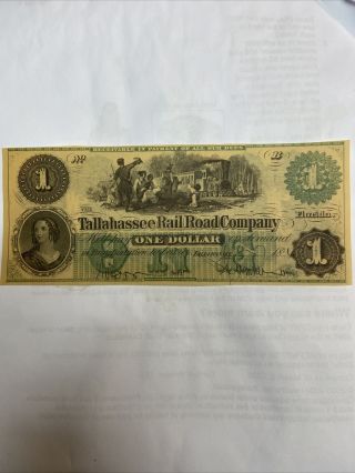 $1 Note Tallahassee Rail Road Company
