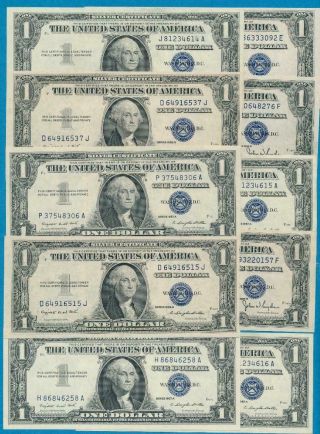 10 - $1.  00 1935,  1957 SERIES SILVER CERTIFICATES CHOICE.  2 - 1935 - G W/MOTTO 2