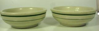 Set Of Two Vintage Tepco Restaurant Green Stripe Dessert Bowls