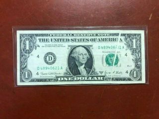 1969 $1 One Dollar Frn Federal Reserve Note “gutter Fold Error”
