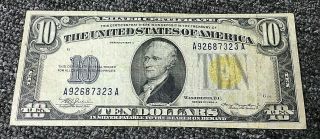 1934 A $10 Gold Seal Silver Certificate Note - $10 North Africa Gold Seal