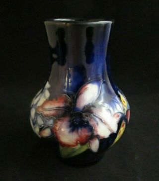 Moorcroft Floral Blue Cobalt 5 " Vase Hand Crafted In England (no Reserves)