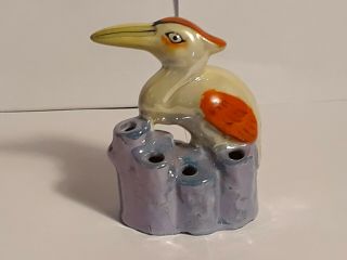 Miniature Flower Frog,  Luster Ware Bird,  Made In Japan,  Vintage
