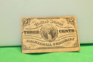1863 3 Cent Note United States Fractional Currency Green Back