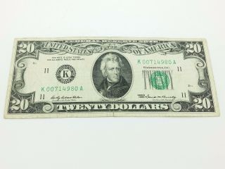Old Paper Money 1969 Twenty $20 Dollar Bill Federal Reserve Note