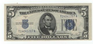 1934 D $5 Silver Certificate Fr 1654 (wide I) (t A Block)