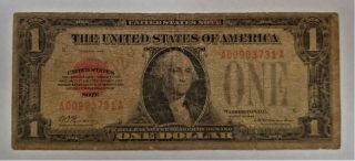 1928 $1 Red Seal Funny Back United States Note.