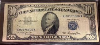 United States 10$ Silver Certificate.  Low Number 1953.