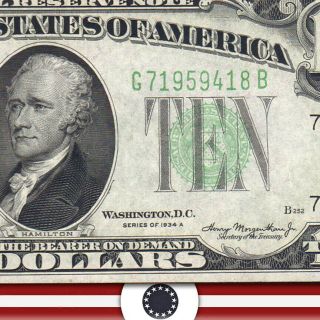 1934 - A $10 Chicago Federal Reserve Note Frn Fr 2006 - G 59418