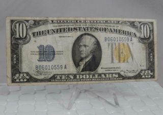 1934 A North Africa Wwii Emergency Issue $10 Silver Certificate Note P0225