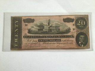 1864 $20 Confederate States Of America Note This Was Won In Drawing At Coin Show