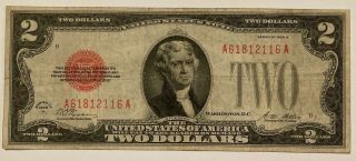1928 A $2 Two Dollar Bill Red Seal United States Note 1928 - A Wow 116