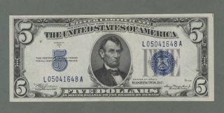 1934 A $5 Silver Certificate Fr 1651 (l A Block) About Uncirculated