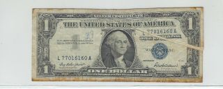 Error Note 1957 $1 Dollar Bill Gutter Fold Silver Certificate Circulated