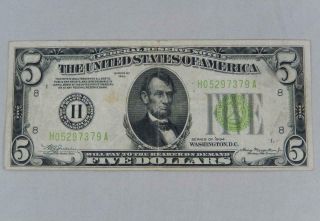Series 1934 $5 Five Dollars Federal Reserve Note Frn H St Louis P0347
