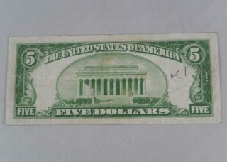 Series 1934 $5 Five Dollars Federal Reserve Note FRN H St Louis P0347 2