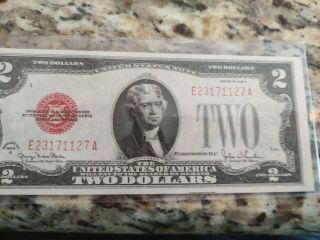 1928 $2 Unc Two Dollar Bill About Au Red Seal Legal Tender Us Note