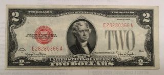 1928 G 2 Dollar Bill Au/bu Crisp