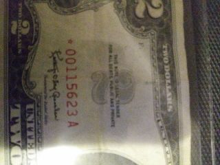 Vintage 1963 $2 Star Note Red Seal Two Dollar Bill Very Low Serial Number Rare