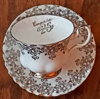Royal Albert Bone China Collectible 25th Anniversary Tea Cup & Saucer England