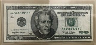1996 Series $20 Twenty Dollars Boston A1 Federal Reserve Note