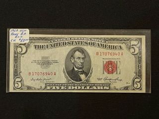 Estate Purchased Lincoln 1953 $5 U.  S Note Rare Bp Block Cu