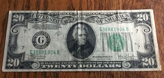 1934 C $20 United States Federal Reserve Note - Chicago - Detail