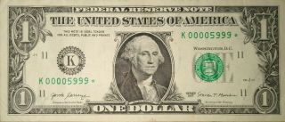 Low Serial Number 1 Dollar Bill Star Note It 