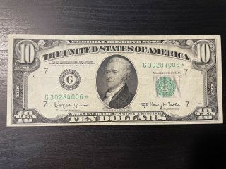 Series 1950 G $10 Ten Dollars Federal Reserve Star Note