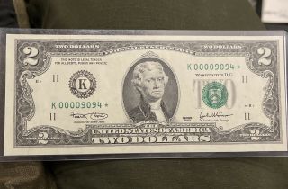 Wow Star Note 2003 $2 Two Dollar Bill (dallas Texas K) 00009094 Star