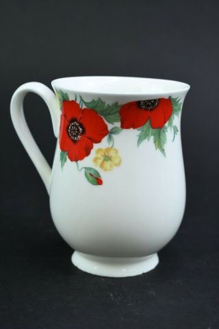 Exclusive Design Roy Kirkham Red Floral Fine Bone China England Tea Coffee Mug