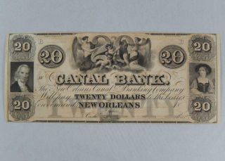 Canal Bank Orleans 1800s $20 Twenty Dollars Obsolete Broken Bank Note P0286