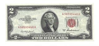 1953a $2 Legal Tender,  Us Note,  Crisp & Uncirculated Banknote