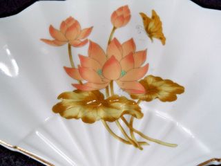Vintage hand painted floral fan shaped dish / Japanese / Japan 2