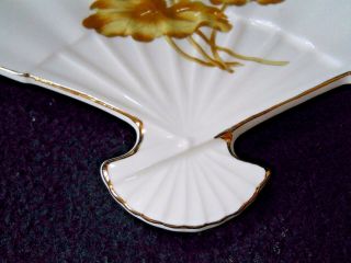 Vintage hand painted floral fan shaped dish / Japanese / Japan 3