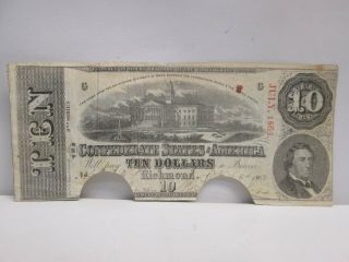 1863 Confederate States $10 Large Note
