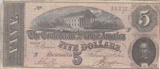 1864,  $5.  00 Confederate States Of America,  Cs - 69 (39328)