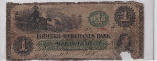 Farmers And Merchants Bank $1 1862 Greensborough,  Maryland