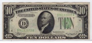 Series 1934 A Federal Reserve Ten Dollars $10 Note - 1