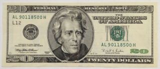 $20,  Federal Reserve Note,  1996,  San Francisco District (l12),  Fr 2083 - L