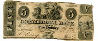 1839.  $5 Millington,  Maryland.  Commercial Bank