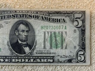 Sharp Note - Series 1934 $5 Five Dollars Federal Reserve Note St.  Louis x 0607 3
