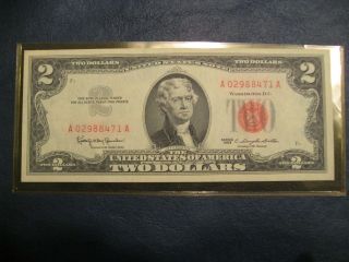 1963 Series Two Dollar $2 Bill Red Seal United States Currency Uncirculated