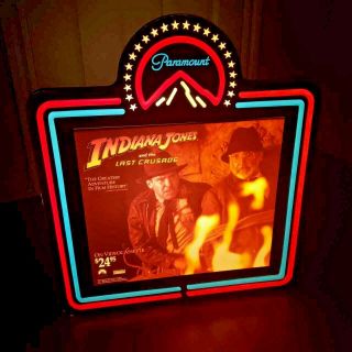 Indiana Jones Last Crusade Paramount Store Display Light Box Promo Video Rare Id