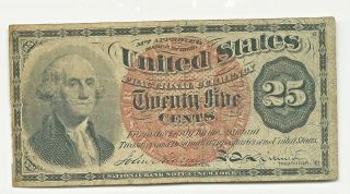 1863 25 Twenty Five Cents Fractional Currency Washington Bank Note