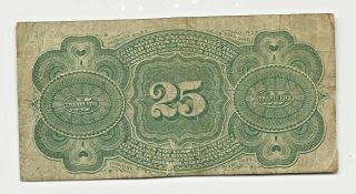1863 25 TWENTY FIVE CENTS FRACTIONAL CURRENCY WASHINGTON BANK NOTE 2