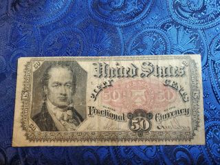 1875 Us United States 50c Fifty Cents Fractional Currency Note 5th Issue C4c
