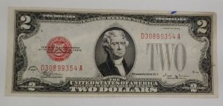 1928 - E $2 Two Dollar Bill U.  S.  Large Red Seal Note