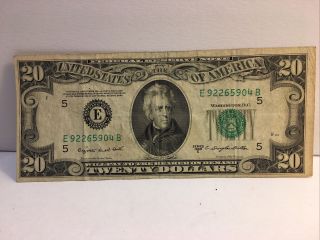 $20 U.  S.  Federal Reserve Note Dollar Bill (series 1950 C,  E 2265904 B)