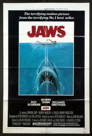 Jaws Steven Spielberg Shark Horror 1975 1 - Sheet Fine